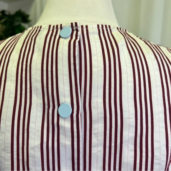 Sandro Red and White Pinstripe Structural Blouse - Picture 6 of 16